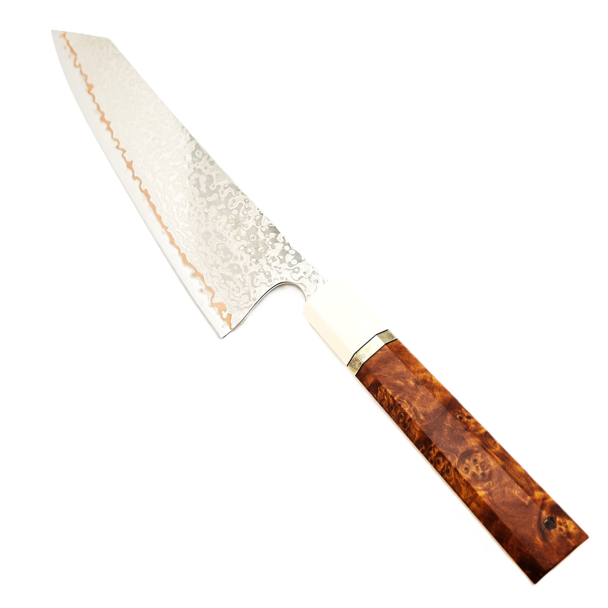 Copper Damascus Kiritsuke manico legno