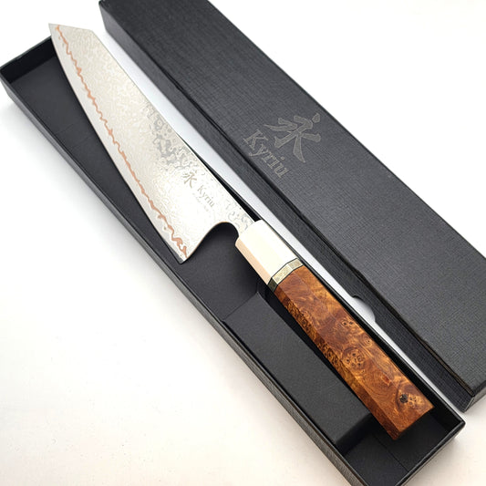Copper Damascus Kiritsuke manico legno