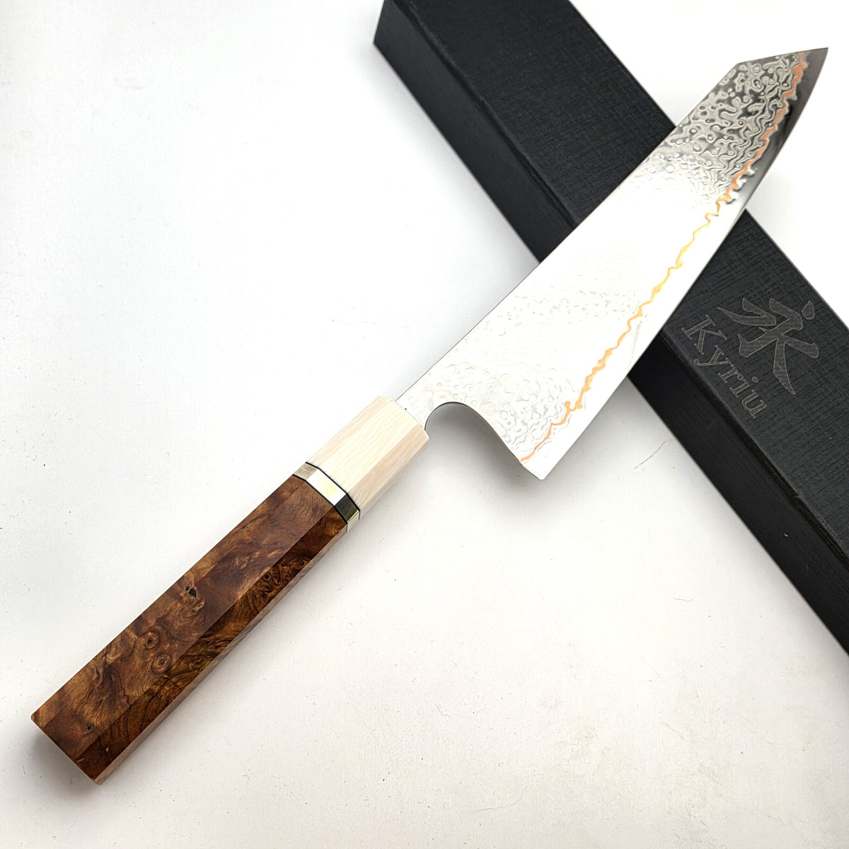 Copper Damascus Kiritsuke manico legno